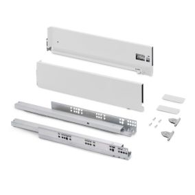Emuca Tiroir extérieur Vertex avec réglages 3D hauteur 131mm, 40kg, profondeur 270mm, Acier, Peint en blanc