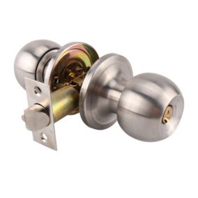 en forme boule ronde en acier inoxydable Argent Poignée de porte d'entrée de serrure type de double boucle avec clés