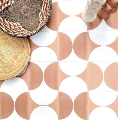 EN STOCK - Carreaux de ciment véritable - Duo Sablier - Champagne - 20x20 - HENDAYA