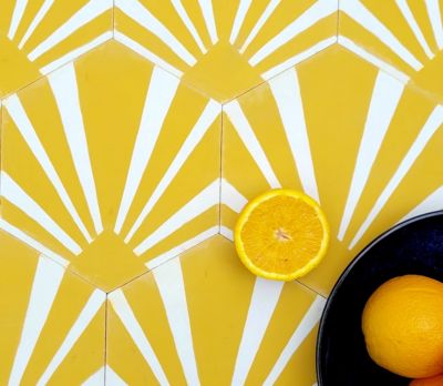 EN STOCK - Carreaux de ciment véritable - Gatsby - Moutarde