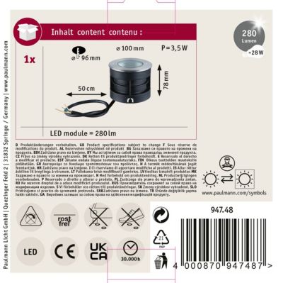 Encastré de sol LED Vanea résistant à l'eau de mer IP67 rond 100mm 3000K 3,5W 160lm 230V 93 Alu Aluminium
