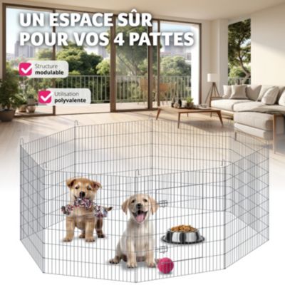 Enclos extérieur composé de 8 grilles argent