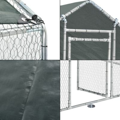 Enclos Extérieur Wels Volière Acier Galvanisé 3 x 2 x 2 m Argent Vert Foncé pro.tec