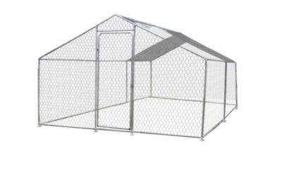 Enclos grillagé en acier pour poules 12m² + bâche de toit polyester Habrita