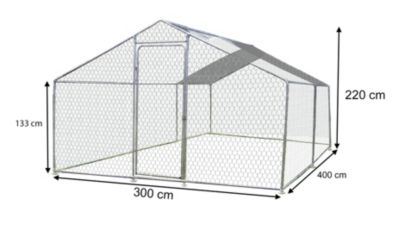 Enclos grillagé en acier pour poules 12m² + bâche de toit polyester Habrita