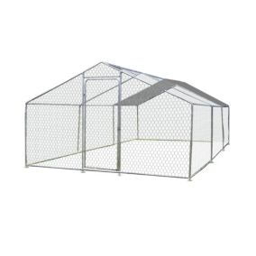 Enclos grillagé en acier pour poules 18 m² + bâche de toit polyester Habrita