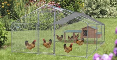Enclos grillagé en acier pour poules 18 m² + bâche de toit polyester Habrita