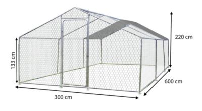 Enclos grillagé en acier pour poules 18 m² + bâche de toit polyester Habrita