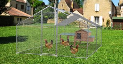 Enclos grillagé en acier pour poules 6m² + bâche de toit polyester Habrita