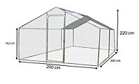 Enclos grillagé en acier pour poules 6m² + bâche de toit polyester Habrita