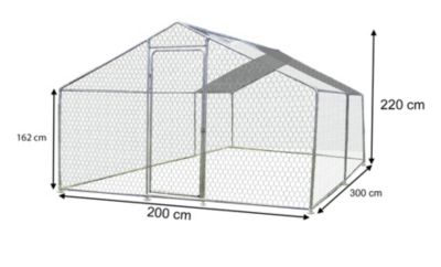Enclos grillagé en acier pour poules 6m² + bâche de toit polyester Habrita