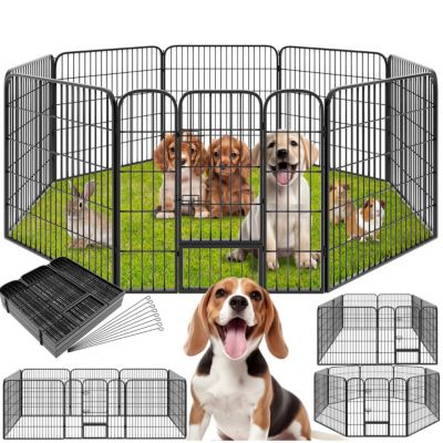 Enclos modulable pour chien gris portes avec double verrou pliable vernis protection dimensions 210 cm