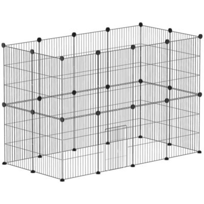 Enclos modulable rongeurs petits animaux - parc 24 panneaux - 120 x 60 x 80 cm - acier noir
