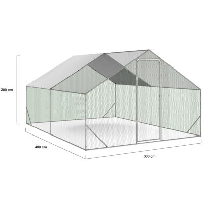 Enclos poulailler 12 m² parc grillagé 4x3 M acier galvanisé