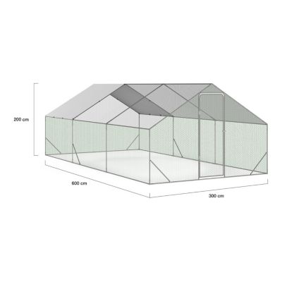 Enclos poulailler 18 m² parc grillagé 6x3 M acier galvanisé