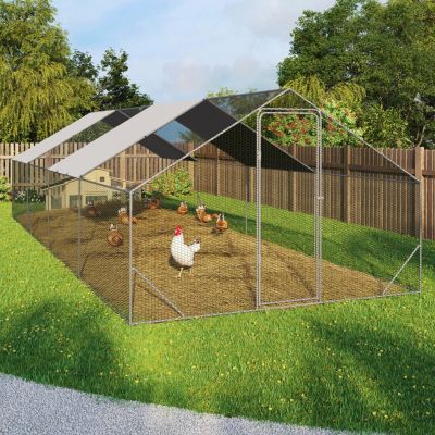 Enclos poulailler 24 m² parc grillagé 8x3 M acier galvanisé