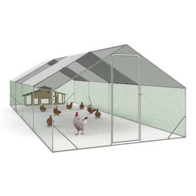Enclos poulailler 24 m² parc grillagé 8x3 M acier galvanisé