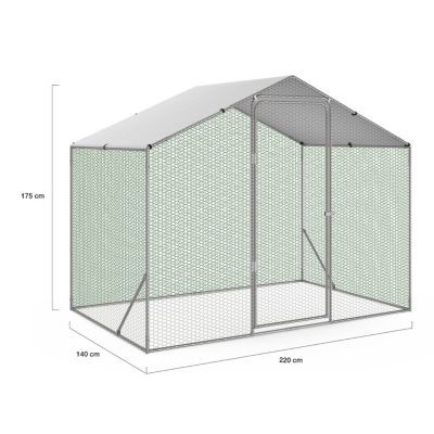 Enclos poulailler 3 m² parc grillagé 2,20x1,4 M acier galvanisé
