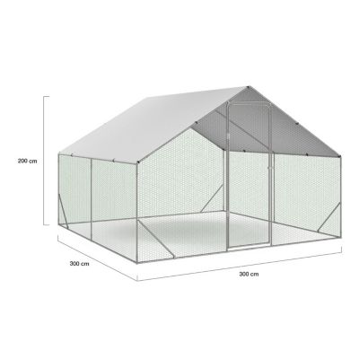 Enclos poulailler 9 m² parc grillagé 3x3 M acier galvanisé