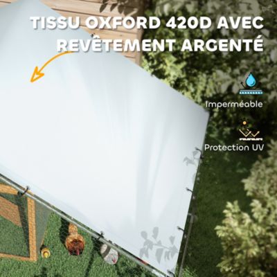Enclos poulailler chenil 10,2 m² - parc grillagé dim. 3L x 3,4l x 1,9H m - espace couvert - acier galvanisé