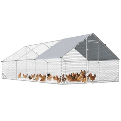 Enclos poulailler chenil 18 m² - parc grillagé dim. 6L x 3l x 2H m - espace couvert - acier galvanisé