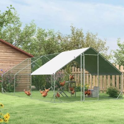 Enclos poulailler chenil 18 m² - parc grillagé dim. 6L x 3l x 2H m - espace couvert - acier galvanisé
