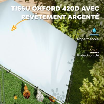 Enclos poulailler chenil 5,1 m² couvert - parc grillagé dim. 3L x 1,7l x 1,9H m - porte - acier galvanisé oxford gris