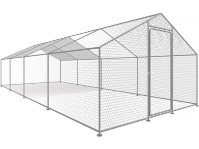 Enclos à poules 24 m² parc grillagé 8 x 3 x 2 M acier galvanisé