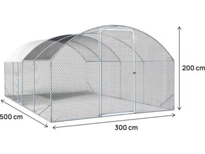 Enclos à poules dôme 15 m² parc grillagé "Cocorico"  5 x 3 m  acier galvanisé