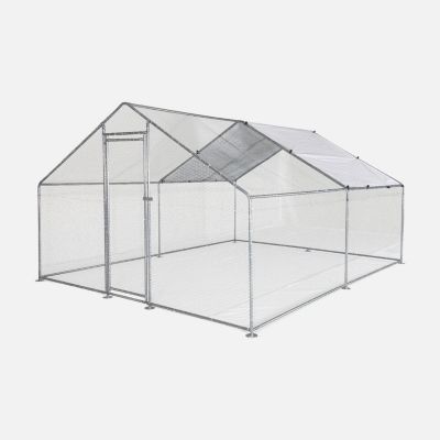 Enclos pour poulailler 12m² - Babette - Volière en acier galvanisé. toit imperméable et anti UV. porte avec loquet. enclos pour