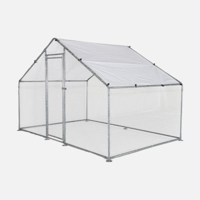 Enclos pour poulailler 6m² - Babette - Volière en acier galvanisé. bâche de toit imperméable et anti UV. porte avec loquet. enclos