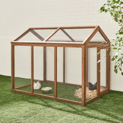 Enclos pour poulailler en bois CHABO. 6 poules. parc grillagé pour poules. extension