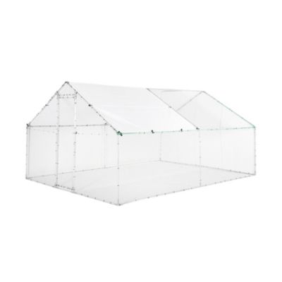 Enclos pour poulailler et volière 12m² acier galvanisé gris et vert. plusieurs dimensions - Babette