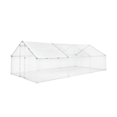 Enclos pour poulailler et volière 18m² acier galvanisé gris et vert. plusieurs dimensions - Babette