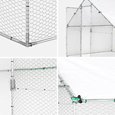 Enclos pour poulailler et volière 18m² acier galvanisé gris et vert. plusieurs dimensions - Babette