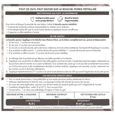 Enduit bouche-pores métallisé Le Béton intérieur/extérieur 0,5L, Maison Déco