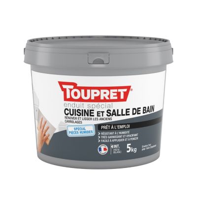 Enduit carrelage blanc spécial cuisine et salle de bain Toupret 5kg
