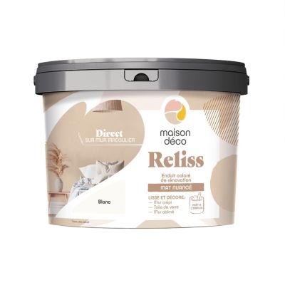 Enduit coloré de rénovation mat nuancé Maison Déco Reliss blanc 15KG