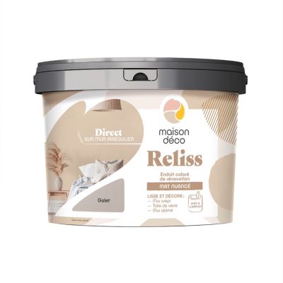 Enduit coloré de rénovation mat nuancé Maison Déco Reliss galet 15KG