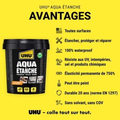 Enduit d'étanchéité noir UHU Aqua étanche pot de 750 ml