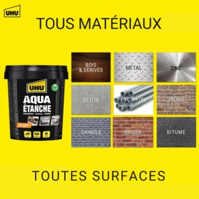 Enduit d'étanchéité noir UHU Aqua étanche pot de 750 ml
