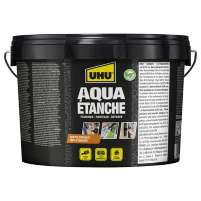 Enduit d'étanchéité noir UHU Aqua étanche, seau de 2,5L