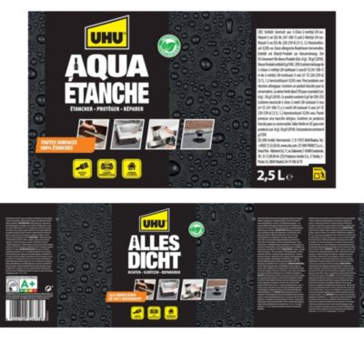 Enduit d'étanchéité noir UHU Aqua étanche, seau de 2,5L
