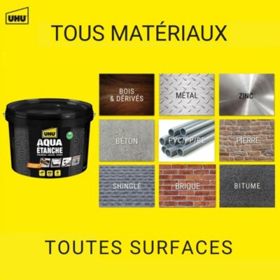 Enduit d'étanchéité noir UHU Aqua étanche, seau de 2,5L