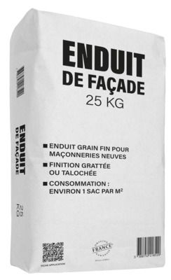 Enduit de façade grain fin blanc 25kg