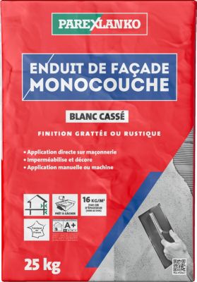 Enduit de façade monocouche blanc cassé G20 25kg Parexlanko