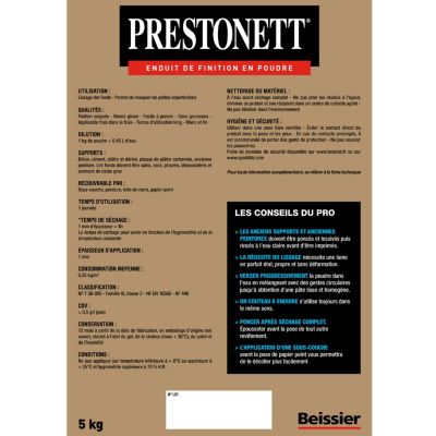 Enduit de finition lissage Prestonett 5kg