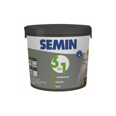 Enduit de garnissage, lissage et joint 3 en 1 prêt à l'emploi blanc 20 kg Semin