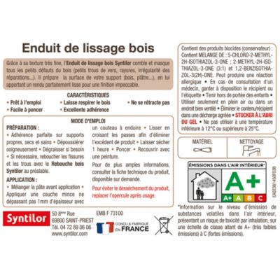 Enduit de lissage bois Syntilor 500g — free download