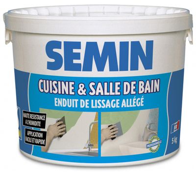 Enduit de Lissage Cuisine et Salle de Bains Semin, Seau de 5 kg